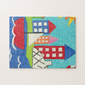 Zeilboot en luchtballon met Cityscape Legpuzzel (Horizontaal)