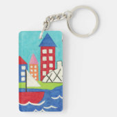 Zeilboot en luchtballon met Cityscape Sleutelhanger (achterkant)