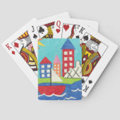 Zeilboot en luchtballon met Cityscape Speelkaarten (Achterkant)