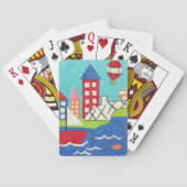 Zeilboot en luchtballon met Cityscape Speelkaarten (Achterkant)