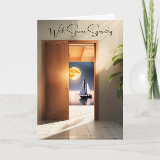 Zeilboot en Maan in Doorway Sympathie Kaart (Voorkant)