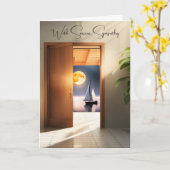 Zeilboot en Maan in Doorway Sympathie Kaart (Gele Bloem)