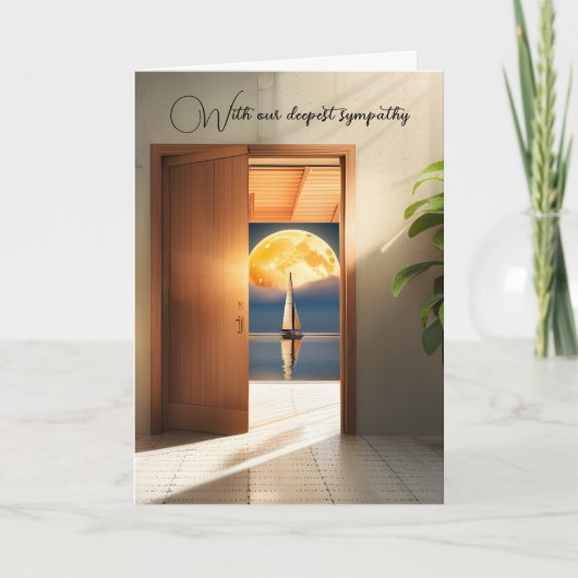 Zeilboot en Maan in Doorway Sympathie Kaart (Voorkant)