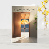 Zeilboot en Maan in Doorway Sympathie Kaart (Gele Bloem)