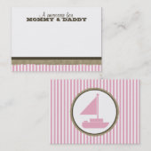 Zeilboot en Pink Stripes Baby shower Bericht Contactkaartje (Voorkant / Achterkant)