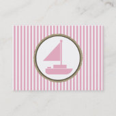 Zeilboot en Pink Stripes Baby shower Bericht Contactkaartje (Achterkant)