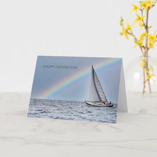 Zeilboot en Regenboog Vaderdag Kaart (Gele Bloem)