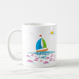 Zeilboot en Rode vis Koffie Mok