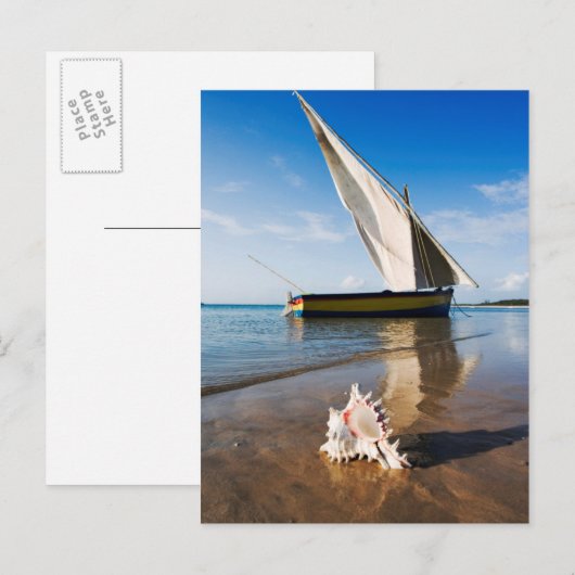 Zeilboot en -schaal | Mozambique, Benguerra Lodge Briefkaart (Voorkant / Achterkant)