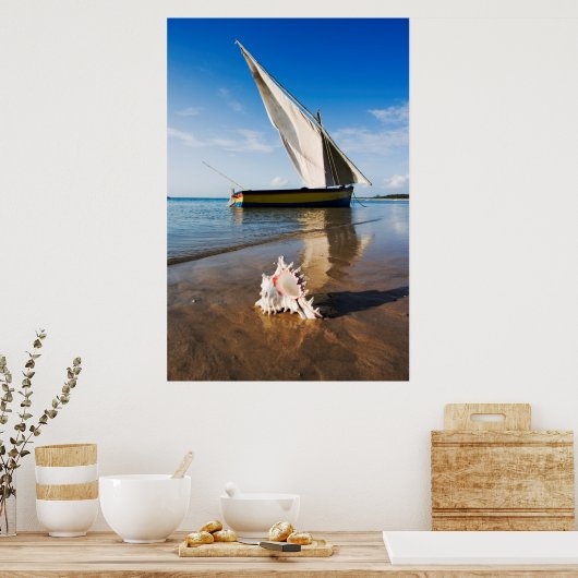 Zeilboot en -schaal | Mozambique, Benguerra Lodge Poster (Keuken)