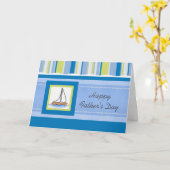 Zeilboot en Stripes Vaderdag Kaart (Gele Bloem)