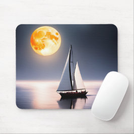 Zeilboot en Volle Maan Over Water Muismat