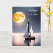 Zeilboot en Volle Maan Sympathie Kaart (Gele Bloem)