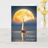 Zeilboot en Volle Maan Sympathie Kaart (Gele Bloem)