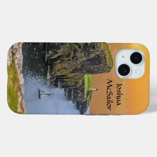 Zeilboot en vuurtoren Personaliseren naam Case-Mate iPhone Case (Achterkant (horizontaal))