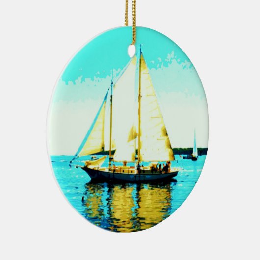 zeilboot en walvis ornament (Rechts)