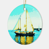 zeilboot en walvis ornament (Links)