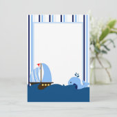 Zeilboot en walvisuitnodiging kaart (Staand voorkant)