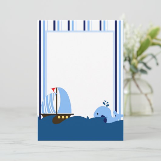 Zeilboot en walvisuitnodiging kaart (Staand voorkant)