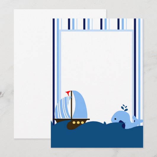 Zeilboot en walvisuitnodiging kaart (Voorkant / Achterkant)