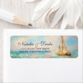 Zeilboot en Zee | Nautical Wedding Return-adres Etiket (Insitu)
