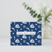 Zeilboot- en zeebeschermingspatroon briefkaart (Staand voorkant)