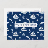 Zeilboot- en zeebeschermingspatroon briefkaart (Voorkant / Achterkant)