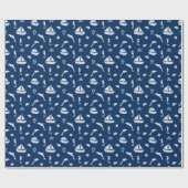 Zeilboot- en zeebeschermingspatroon cadeaupapier (Vlak)