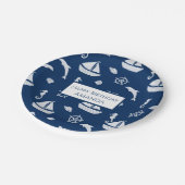Zeilboot- en zeebeschermingspatroon papieren bordje (Gekanteld)