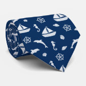 Zeilboot- en zeebeschermingspatroon stropdas (Opgerold)