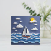 Zeilboot en zon | Papierquilling (Staand voorkant)