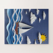 Zeilboot en zon | Papierquilling Legpuzzel (Horizontaal)