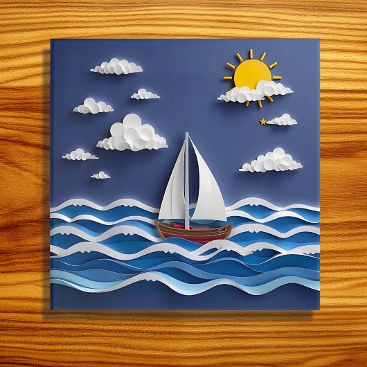 Zeilboot en zon | Papierquilling Poster