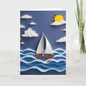 Zeilboot en zon | Verjaardagskleurenpagina Kaart (Voorkant)