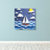 Zeilboot en Zonneschijn | Papier Quilling Canvas Afdruk (Insitu (Houten vloer))