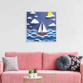 Zeilboot en Zonneschijn | Papier Quilling Canvas Afdruk (Insitu (Woonkamer))