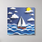 Zeilboot en Zonneschijn | Papier Quilling Canvas Afdruk (Voorkant)