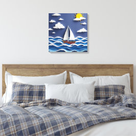 Zeilboot en Zonneschijn | Papieren Quilling Canvas Afdruk