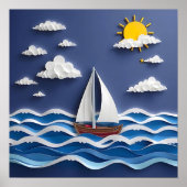 Zeilboot en Zonneschijn | Papieren Quilling Poster (Voorkant)