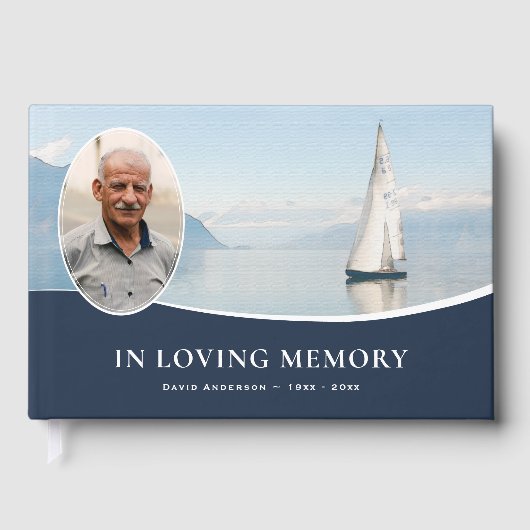Zeilboot Foto Ter Nagedachtenis Funeral Gastenboek (Voorkant)