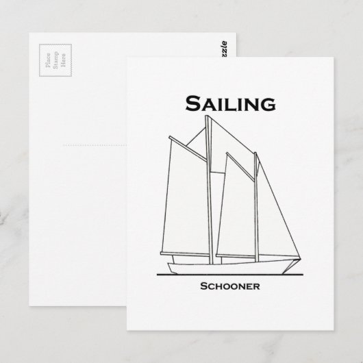Zeilboot Gaff-Rigged Schooner Sailboat (zeilplan) Briefkaart (Voorkant / Achterkant)