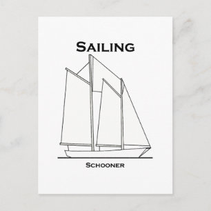 Zeilboot Gaff-Rigged Schooner Sailboat (zeilplan) Briefkaart