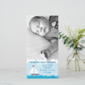 Zeilboot geboorteaankondiging fotokaart aankondiging (Staand voorkant)