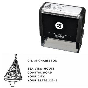 Zeilboot gepersonaliseerd adres  zelfinktende stempel