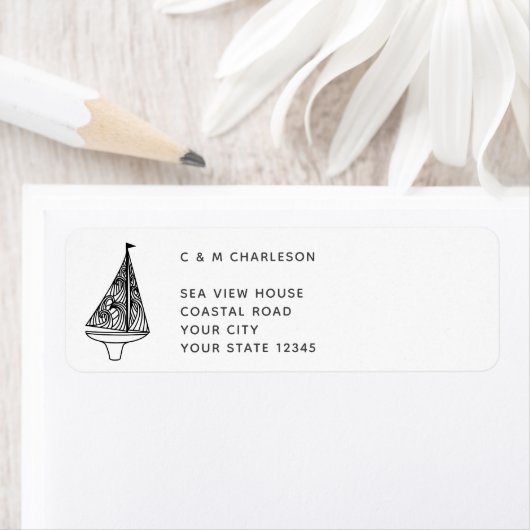 Zeilboot gepersonaliseerd retour adres etiket (Insitu)