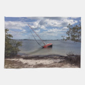 Zeilboot gestrand theedoek (Horizontaal)