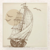  zeilboot glazen onderzetter (Voorkant)