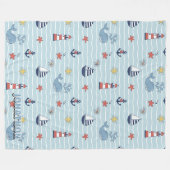 Zeilboot, Golf en Walvis Patroon ID1228 Fleece Deken (Voorkant (Horizontaal))