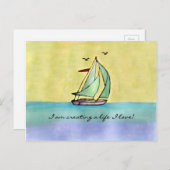 Zeilboot - "Ik creëer een leven waar ik van hou!" Briefkaart (Voorkant / Achterkant)