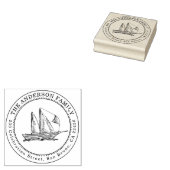 Zeilboot illustratie Familienaam & Retouradres Rubberstempel (Gestempeld)
